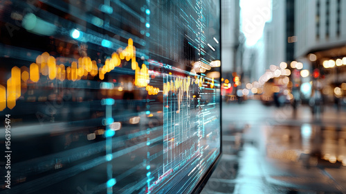 Wallpaper Mural Digital financial display shows stock market trends and data in urban setting, reflecting dynamic nature of investment Torontodigital.ca