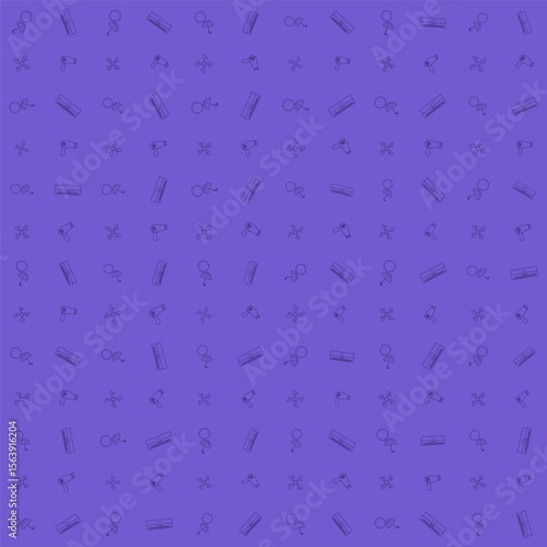 Umbrella pattern with sun, air conditioner, fan, and hair dryer. Line art style seamless vector for weather theme background.