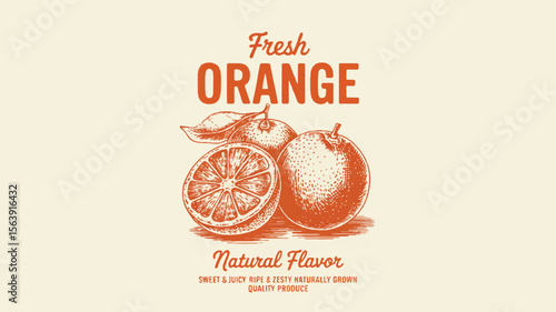 Orange fruit illustration with natural flavor text
