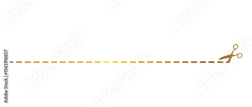Horizontal gold dashed line with scissors.