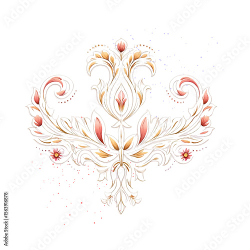 Vector illustration of an abstract background with a floral pattern in the center.