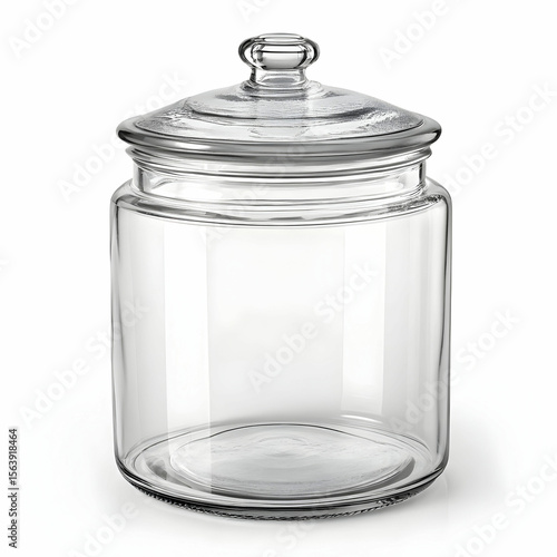 A clear, durable glass canister with airtight lid ideal for storing kitchen essentials,