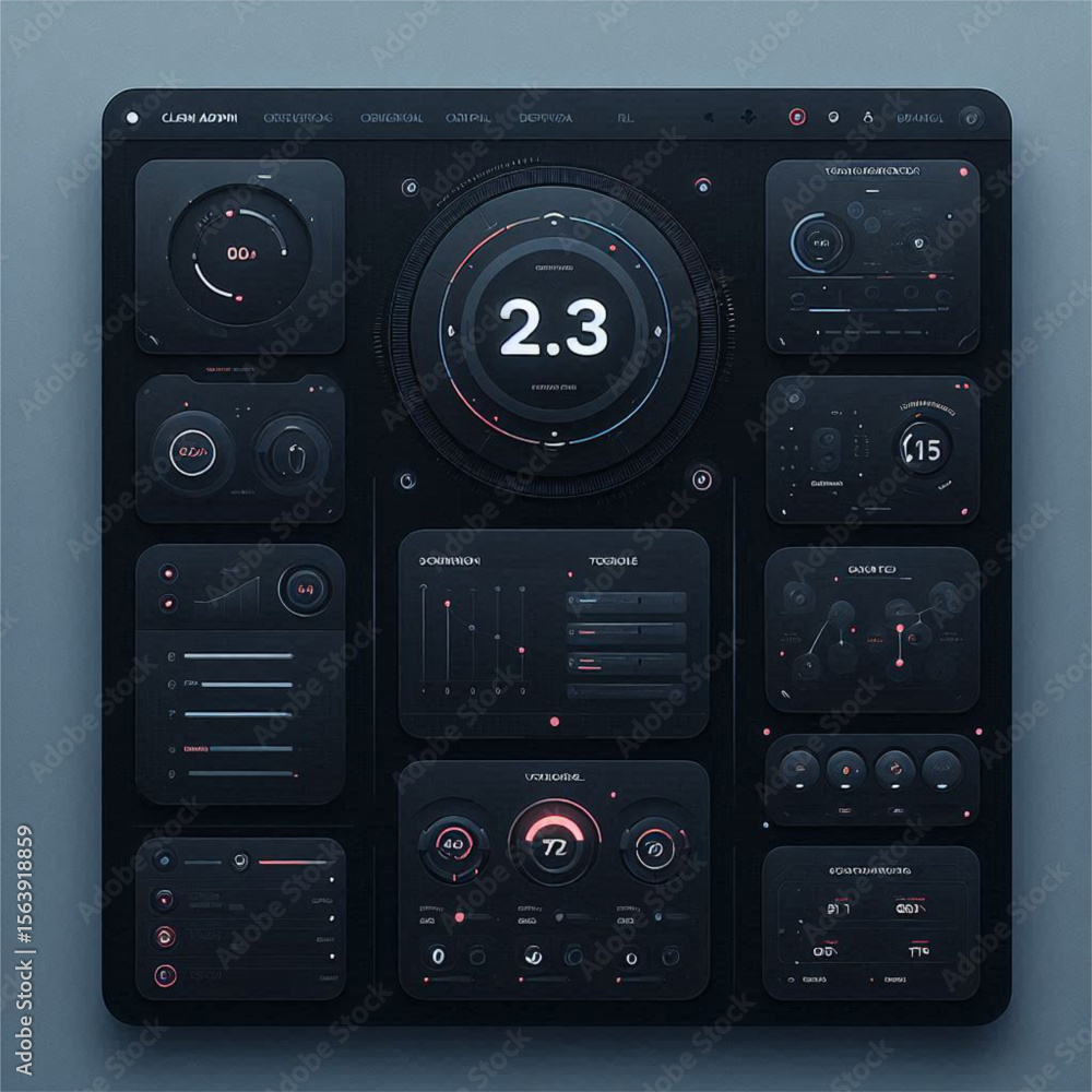 Fototapeta premium Admin Dashboard – Flat Dark Vector Theme