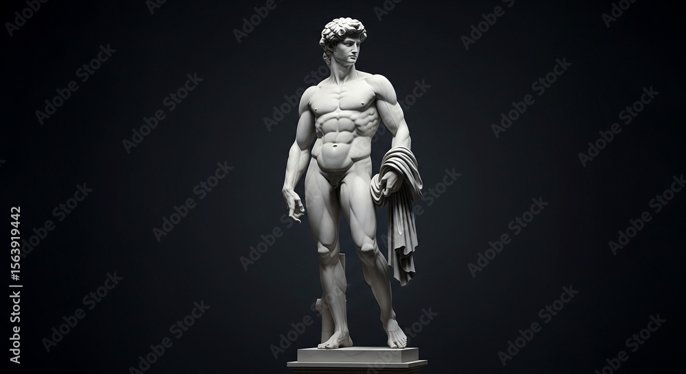 Florence's historic marble David sculpture, an iconic monument of ancient Greek art and culture against the Italian sky Florence's historic marble David sculpture, an iconic monument of ancient Greek art and culture against the Italian sky