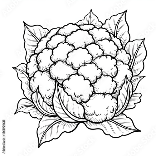 vector drawing of a cauliflower on white 