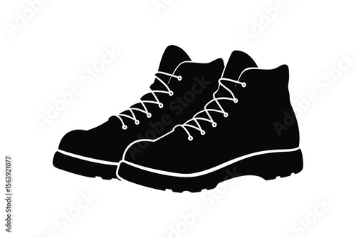 Silhouette design illustration of a pair of hiking boots with thick soles.eps