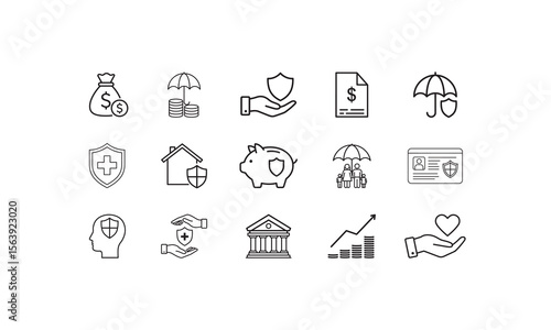 Financial security and protection icons money coins