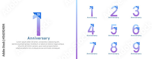 set of anniversary logo style. vector design purple color for celebration