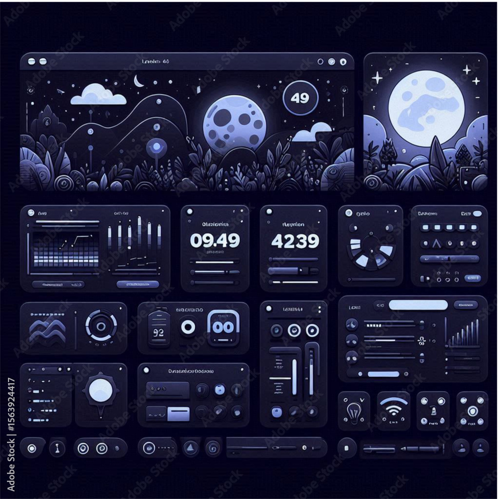 Fototapeta premium Dark Dashboard Layout – Vector Infographic Design