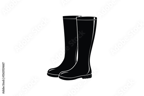 Silhouette design illustration of tall rain boots.eps