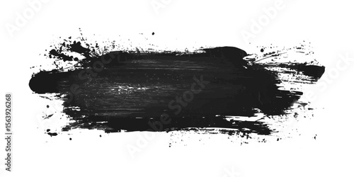 Abstract black paint brush stroke vector illustration on a white background. This expressive design features bold, artistic splatters and textures suitable for creative projects.
