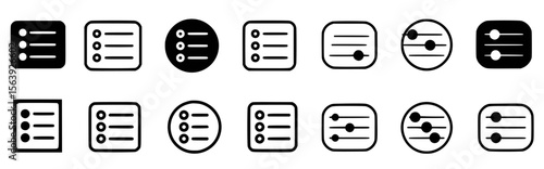 Minimalist icons list and settings controls vector