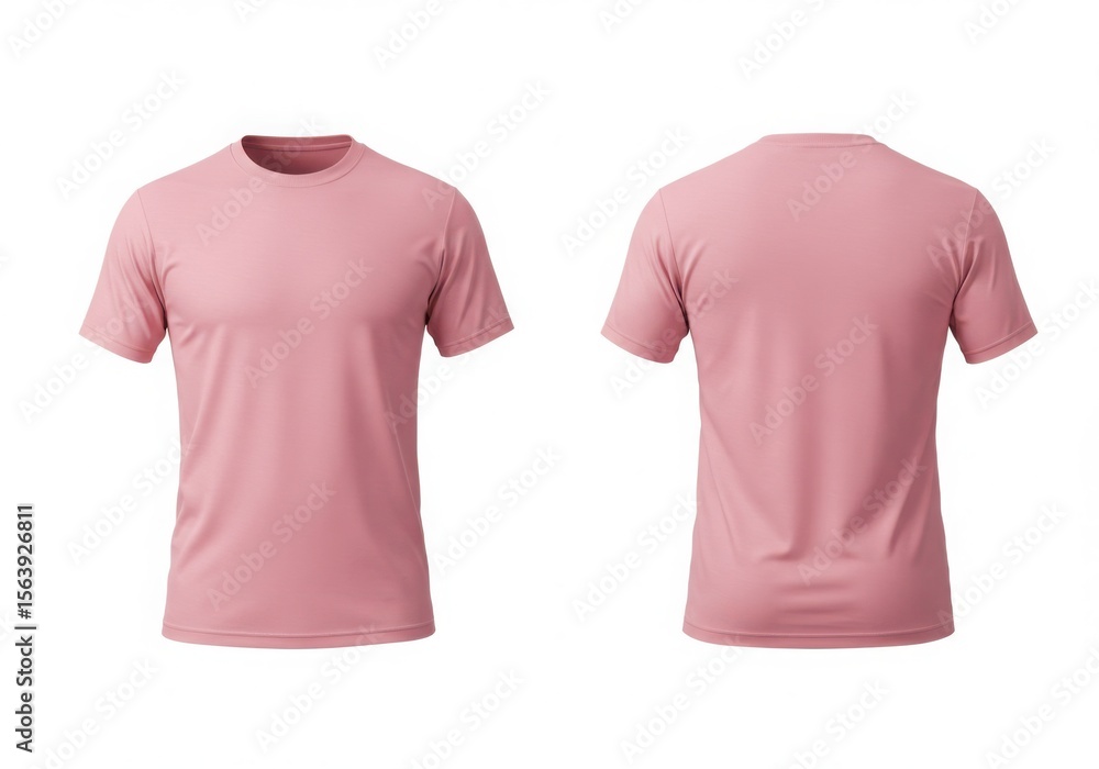 Front and back view of a pink t shirt Front and back view of a pink t shirt