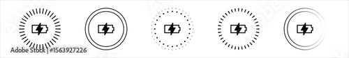 Wireless charger battery. Wireless charging icons set. Phone charge signs vector.