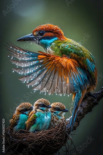Happy Mother Bird with Baby