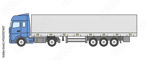 Truck with tarpaulin trailer. Vector illustration