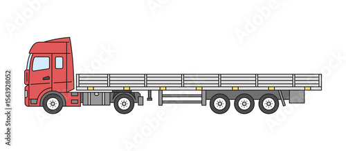 Truck with flatbed trailer. Vector illustration