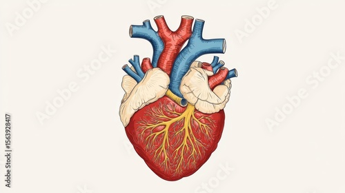 Wallpaper Mural Detailed anatomical illustration of the human heart showing arteries and veins in vibrant colors. Torontodigital.ca