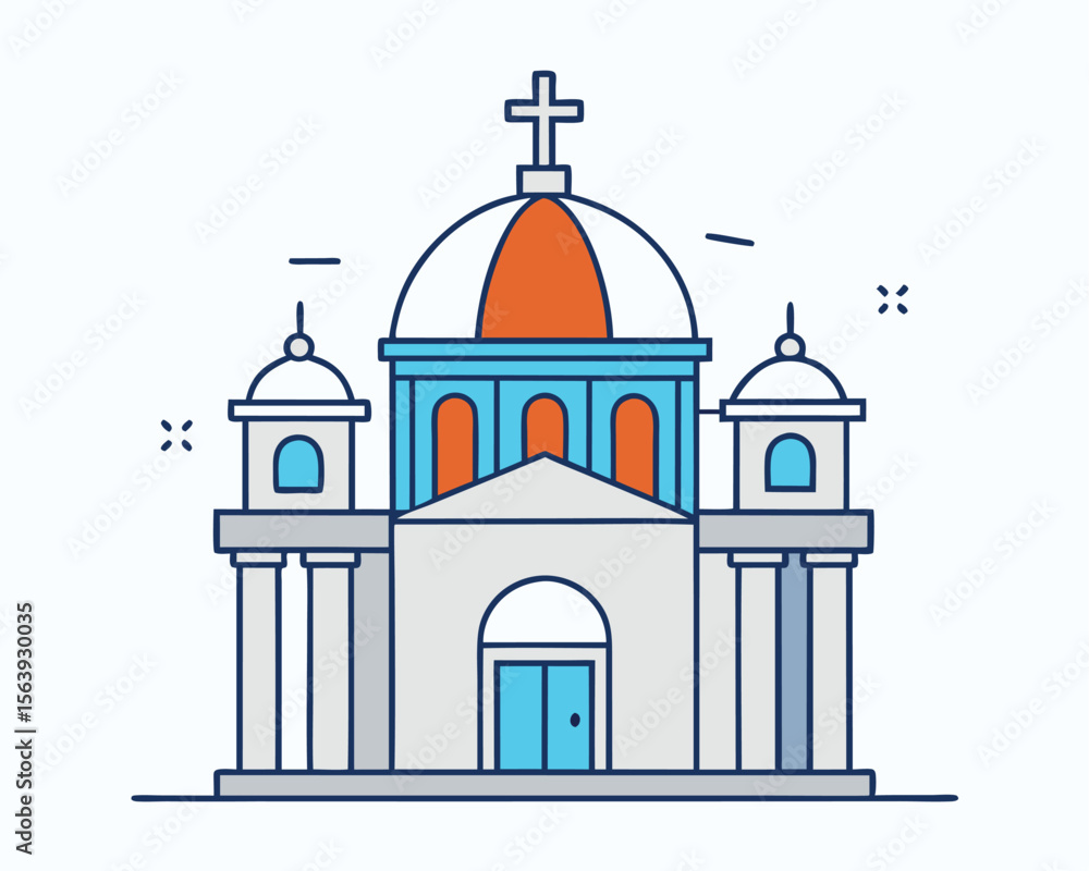 Obraz premium Cathedral Architecture Design Vector Illustration Religious Building Facade