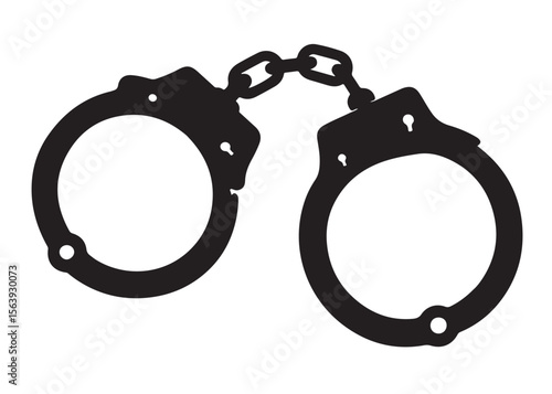 Handcuffs crime vector silhouette logo illustration handcuffs logo icon silhouette vector, police handcuff silhouette vector, handcuffs arrest criminal logo silhouettes vector on a white background