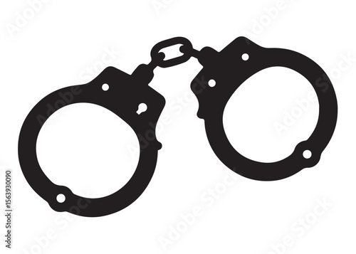 Handcuffs crime vector silhouette logo illustration handcuffs logo icon silhouette vector, police handcuff silhouette vector, handcuffs arrest criminal logo silhouettes vector on a white background