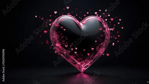 Glossy Neon Pink Love Element on Dark Background. Modern Glow for Valentine's, Wedding, or Luxury Design