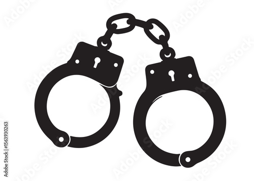 Handcuffs crime vector silhouette logo illustration handcuffs logo icon silhouette vector, police handcuff silhouette vector, handcuffs arrest criminal logo silhouettes vector on a white background