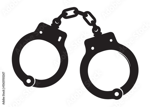 Handcuffs crime vector silhouette logo illustration handcuffs logo icon silhouette vector, police handcuff silhouette vector, handcuffs arrest criminal logo silhouettes vector on a white background