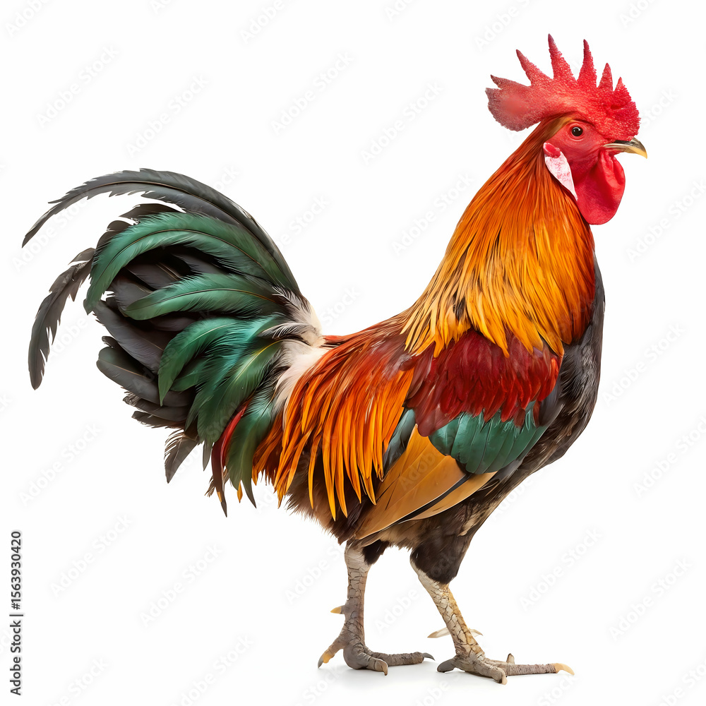 Fototapeta premium Colorful rooster isolated on transparent background 