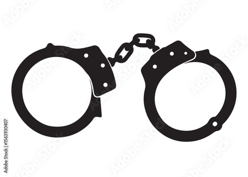 Handcuffs crime vector silhouette logo illustration handcuffs logo icon silhouette vector, police handcuff silhouette vector, handcuffs arrest criminal logo silhouettes vector on a white background