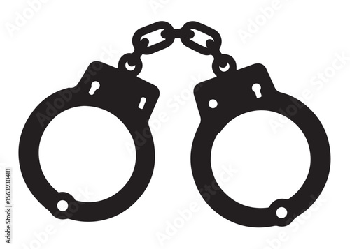 Handcuffs crime vector silhouette logo illustration handcuffs logo icon silhouette vector, police handcuff silhouette vector, handcuffs arrest criminal logo silhouettes vector on a white background