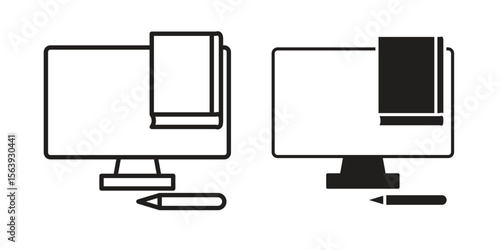 Blended learning icon solid style. Flat vector illustration.