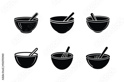 mixing bowl silhouette vector illustration