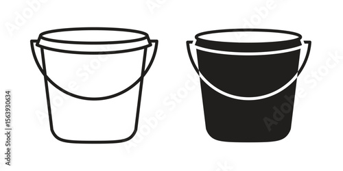Bucket icon solid style. Flat vector illustration.