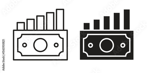 capital gain icon solid style. Flat vector illustration.