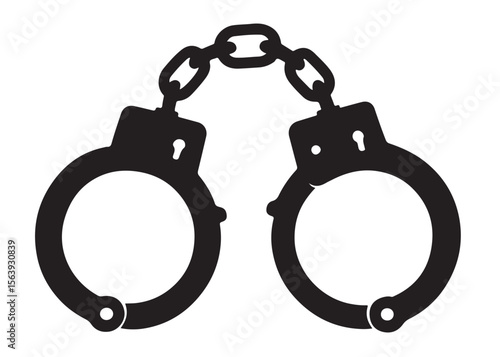 Handcuffs crime vector silhouette logo illustration handcuffs logo icon silhouette vector, police handcuff silhouette vector, handcuffs arrest criminal logo silhouettes vector on a white background