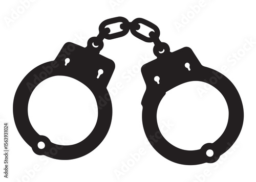Handcuffs crime vector silhouette logo illustration handcuffs logo icon silhouette vector, police handcuff silhouette vector, handcuffs arrest criminal logo silhouettes vector on a white background