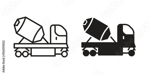 Cement truck icon solid style. Flat vector illustration.