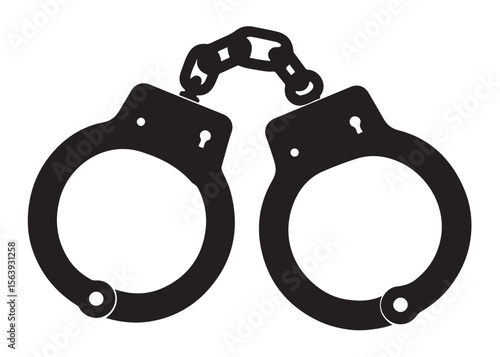 Handcuffs crime vector silhouette logo illustration handcuffs logo icon silhouette vector, police handcuff silhouette vector, handcuffs arrest criminal logo silhouettes vector on a white background