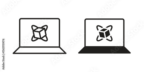 Computer simulation icon solid style. Flat vector illustration.