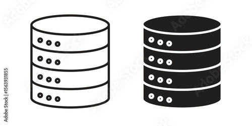 Cylinder database icon solid style. Flat vector illustration.