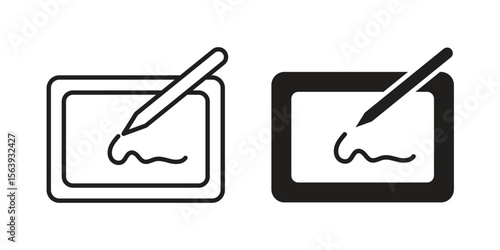 Electronic signature icon solid style. Flat vector illustration.
