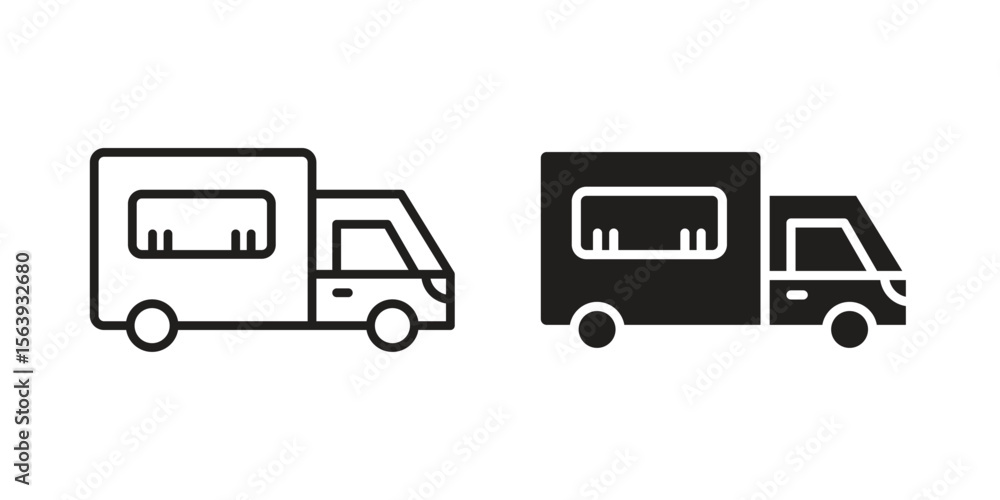 Food truck icon solid style. Flat vector illustration. Food truck icon solid style. Flat vector illustration.