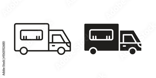 Food truck icon solid style. Flat vector illustration.