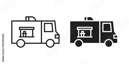 Food truck icon solid style. Flat vector illustration.