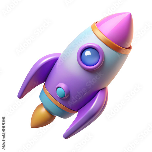 3d cartoon rocket isolated on transparent background