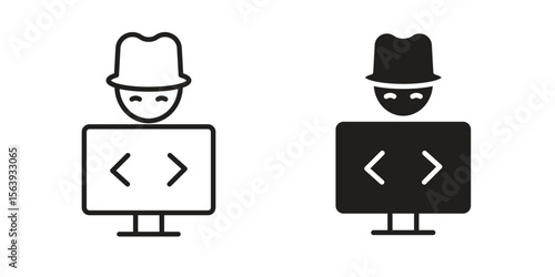 Hacker icon solid style. Flat vector illustration.