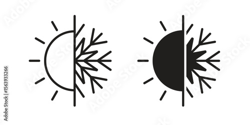 Hot and cold icon solid style. Flat vector illustration.