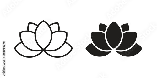 Lotus flower icon solid style. Flat vector illustration.
