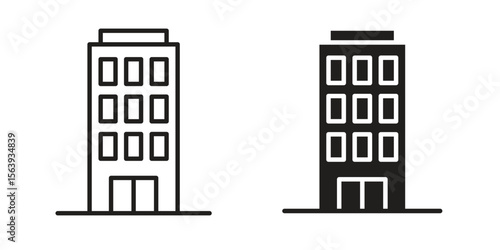 Office block icon solid style. Flat vector illustration.